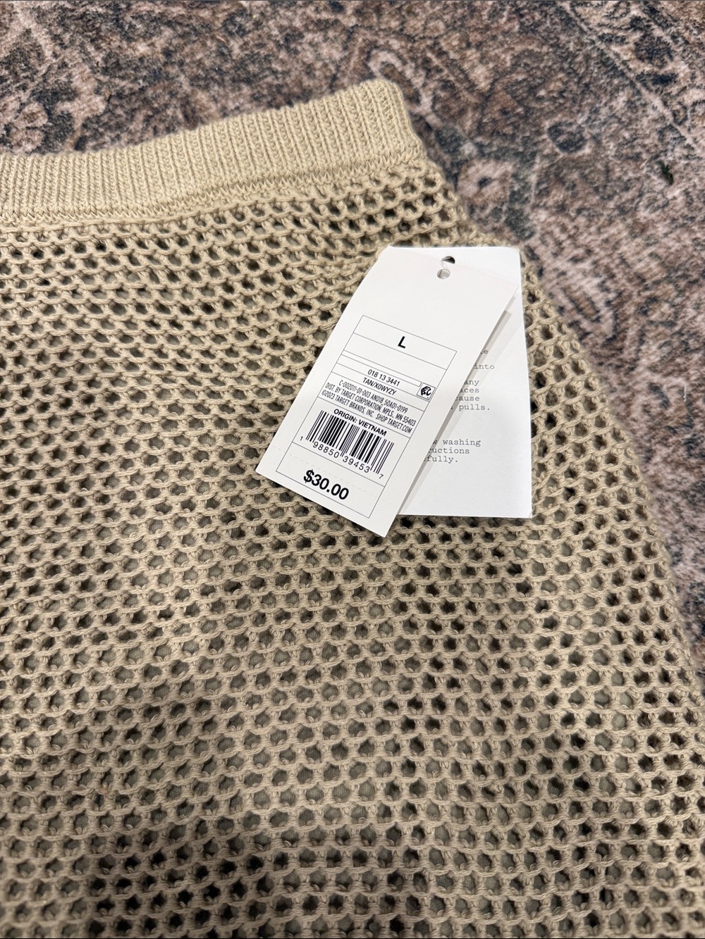 A New Day Knit Mesh Pencil Skirt in khaki new with tags crochet lined - Picture 2 of 2